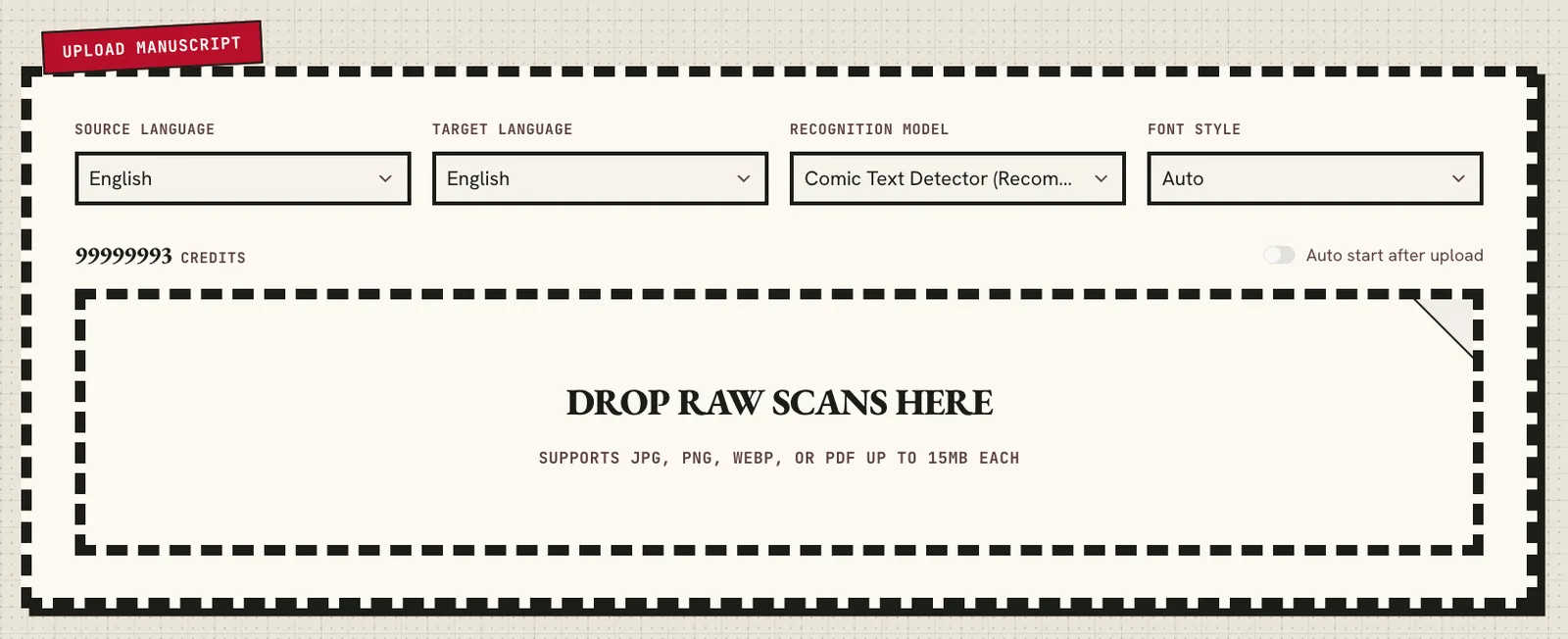 Scanning manga panels for text regions